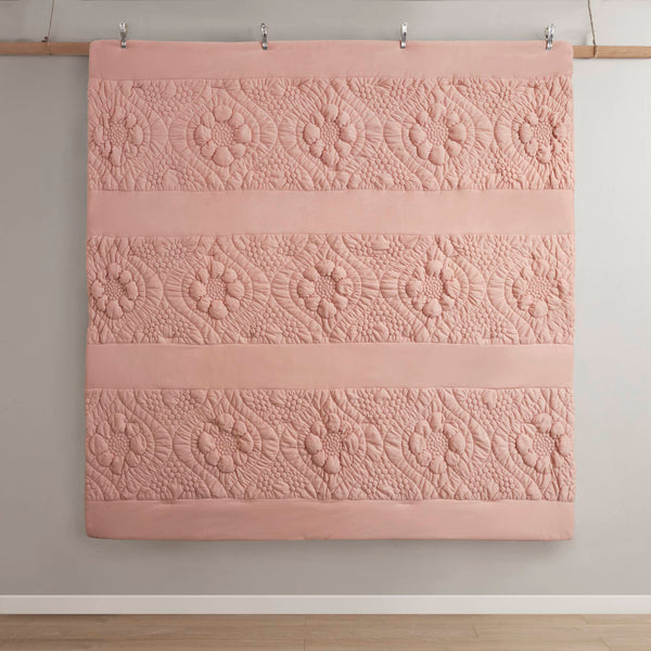 English Elm 3-Piece King Comforter Set In Soft Pink - Cozy, Durable & Machine Washable For Everyday Elegance B035P408219