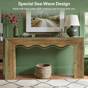 English Elm Wood Solid Fir Console Table Handcrafted Farmhouse Style for Entryway or Sofa T3971P449635