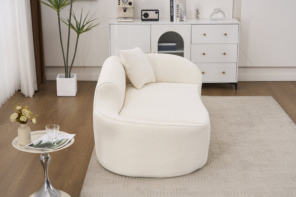 English Elm Ly-048 Sculpted Chenille Chaise Lounge Convertible Sleeper Sofa for Modern Living Spaces Milk White W2231P401698