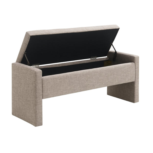 English Elm Modern Linen Upholstered Storage Bench with Hydraulic Lift for Bedroom or Living Room W2671P222546