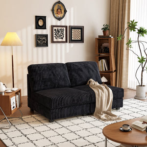 English Elm Double-seater Corduroy Sofa Solid Wood Frame Foam Cushions Cozy Living Room Loveseat W1793P305934