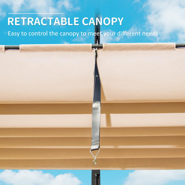 English Elm 11 11 X 16 FT Retractable Pergola with Weather-Resistant Canopy, Aluminum Frame, Easy Assembly, Versatile Outdoor Shade and Entertainment Space khaki W1859S00079