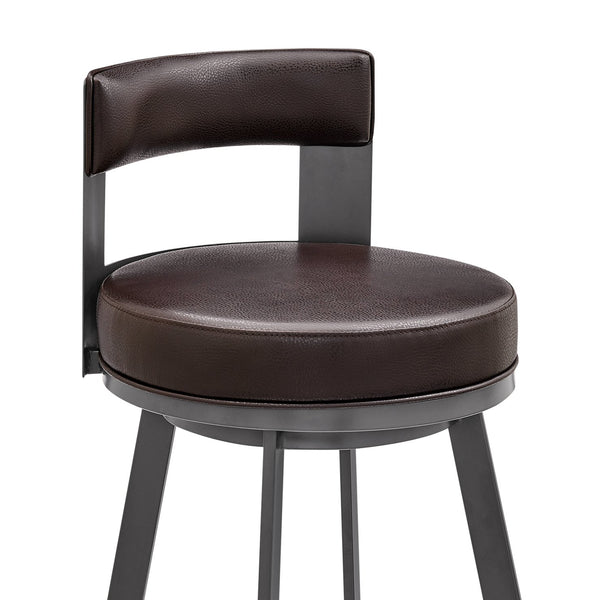 English Elm Arletta 30" Swivel Bar Stool Brown Faux Leather — 360° Glide, Easy-Clean Upholstery, Durable Metal Frame B2736P354298