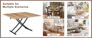 English Elm Table and Chair Set Adjustable Height Mdf Wood Grain Top with Four Linen Dining Chairs Black,Light Gray,Natural Wood W1151S03769