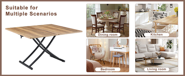 English Elm Table and Chair Set Adjustable Height Mdf Wood Grain Top with Four Linen Dining Chairs Black,Light Gray,Natural Wood W1151S03769