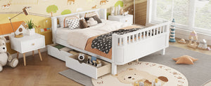 English Elm Twin Kids Platform Bed Solid Pine White Finish with Storage Drawers and Safety Rails White W2593P409116