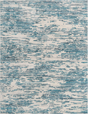 Unique Loom Oasis Water Machine Made Abstract Rug Blue, Navy Blue/Ivory 8' 0" x 10' 0"