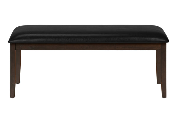 English Elm Bench, 48" Rectangular Upholstered Entryway Bench with Faux Leather Seat and Solid Wood Frame, Durable Black 50 L x 17 W x 7 H B2710P218882