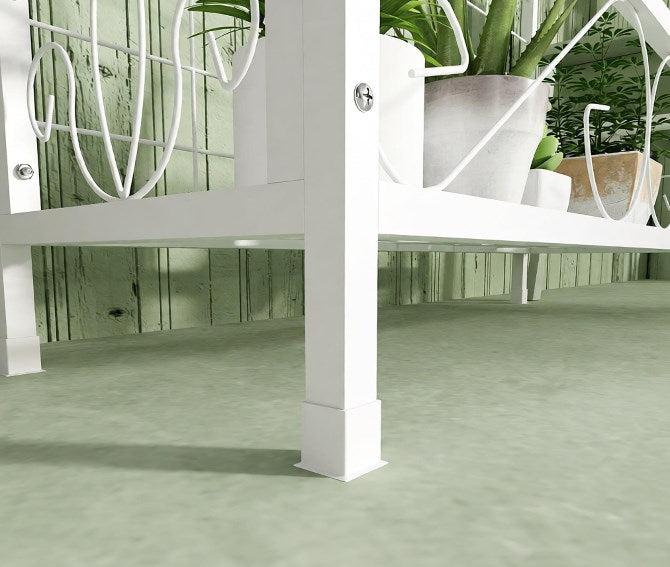 English Elm White Powder Coated Steel Tall Trellis Plant Stand with Hanging Bar for Patio Garden T3971P420886