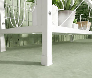 English Elm White Powder Coated Steel Tall Trellis Plant Stand with Hanging Bar for Patio Garden T3971P420886