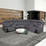 English Elm Faux Leather Reclining Sofa Grey