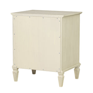 English Elm Victoria Aged Oak Nightstand with Solid Wood Legs, Wire-Brushed Veneer, Drawer & Open Shelf Cream 27.25 L x 22.75 W x 27.25 H B035P341167