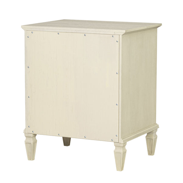English Elm Victoria Aged Oak Nightstand with Solid Wood Legs, Wire-Brushed Veneer, Drawer & Open Shelf Cream 27.25 L x 22.75 W x 27.25 H B035P341167