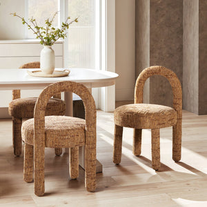 English Elm Jennifer Taylor Home - Penny Arched Upholstered Dining Side Chairs (Set of 2) in Golden Rust Orange Chenille — Modern Comfort B2719P269265