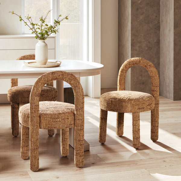 English Elm Jennifer Taylor Home - Penny Arched Upholstered Dining Side Chairs (Set of 2) in Golden Rust Orange Chenille — Modern Comfort B2719P269265