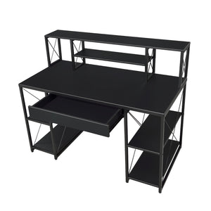 English Elm Writing Desk Modern Veneer with Hutch, One Drawer and 8 Open Compartments for Home Office Organization and Study Space Black B016P311810