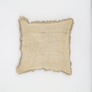 English Elm Stonewashed Linen Throw Pillow - Artisan Handworked Edges & Fringe, 22" X 22" - Boho Chic Accent B346P321243-GIGA