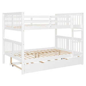 English Elm Full Over Bunk Bed with Twin Trundle Solid Pine Frame Gray Convertible LT100204AAK