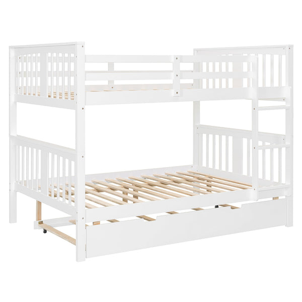 English Elm Full Over Bunk Bed with Twin Trundle Solid Pine Frame Gray Convertible LT100204AAK