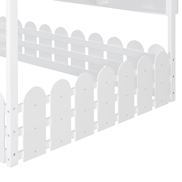 English Elm {slats Are Not Included} Twin Montessori House Floor Bed Kids Tent Lights Shelves Pinewood Frame White N708P407963K