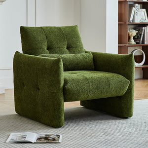 English Elm Ergonomic Tufted Velvet Accent Chair Solid Wood Frame with Lumbar Support Compact Seating Green W1765P366980
