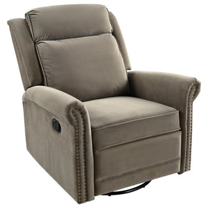 English Elm Christopher Knight Home® - 360° Swivel Recliner Plush Velvet Manual Rocker with Infinite Recline Support for Living Room Comfort Light Brown N763P202666F