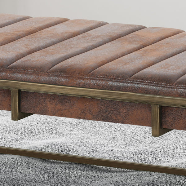 English Elm Christopher Knight Home® - Upholstered Metal Ottoman Bench - Stylish Brown Suede Seating For Modern Homes & Entryways N757P256384A