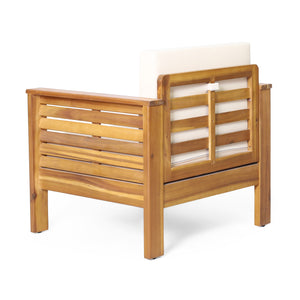 English Elm Christopher Knight Home® - ( Set of 2) Outdoor Acacia Wood Club Chairs with Cushions — Teak finish, water-resistant cushions, sturdy elegant patio seating Brown+Beige 70692.00-2