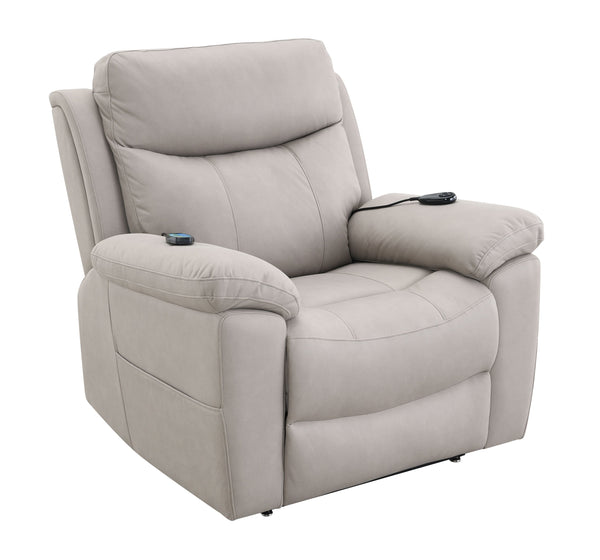 English Elm Chriki Light Gray Polished Microfiber Recliner with Lift, Heated Massage, Power Motion & Contemporary Comfort B2726P242438
