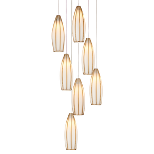 Parish Round Multi-Drop Pendant Light - Contemporary Antique Brass & White Glass Design for Elegance