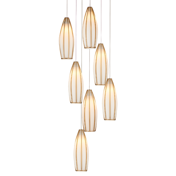 Parish Round Multi-Drop Pendant Light - Contemporary Antique Brass & White Glass Design for Elegance