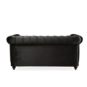 English Elm Christopher Knight Home® - VIVALUX Chesterfield Velvet Loveseat Sofa with Rolled Arms Tufted Buttons Plush 2-Seater Comfort 59.4" Black N762P178705B