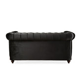 Christopher Knight Home® - Noble House - - Vivalux 59.44" Chesterfield Velvet Loveseat Sofa,2-Person Rolled Arm Dutch Plush Upholstered Sofa Couch With Tufted Button For Living Room, Bedroom, Small Places,Black