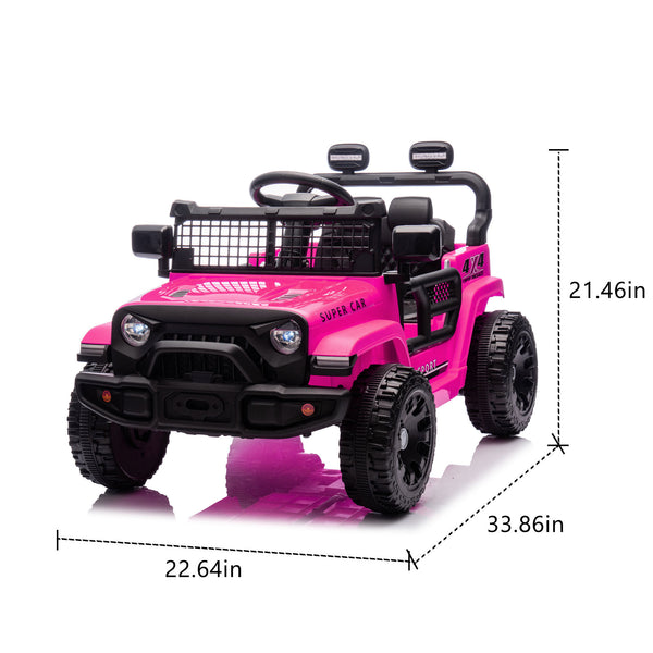 English Elm 24v Kids Ride on Car with Parental Remote Four Wheel Suspension Led Lights Bluetooth Pink W1578P235081