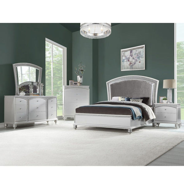 English Elm 2 Drawer Platinum Nightstand with Crystal Knobs Dovetail Wood Construction Bedroom B016P256133