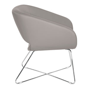OSP Home Furnishings Faux Leather Accent Chair with Chrome Base for Modern Office or Living Room Grey LRL-R103