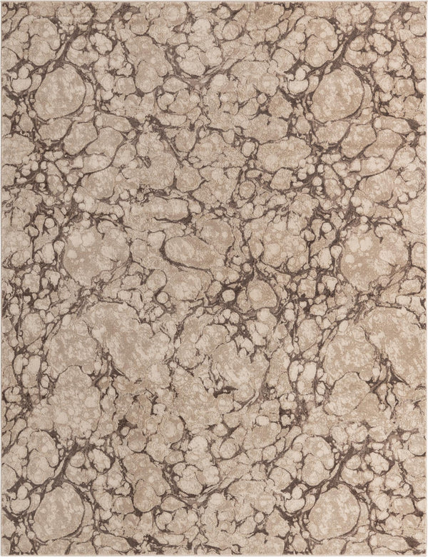 Unique Loom Oasis Breeze Machine Made Abstract Rug Brown, Beige/Ivory 8' 0" x 10' 0"