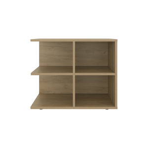 English Elm Angus Minimalist Side Table with 4 Open Shelves, Natural Oak Finish — Versatile Storage for Home B128P375309