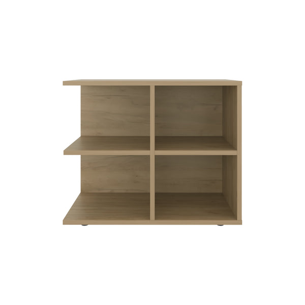English Elm Angus Minimalist Side Table with 4 Open Shelves, Natural Oak Finish — Versatile Storage for Home B128P375309