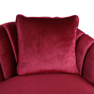 English Elm 3-seater Velvet Sofa with Button Tufting Shell Arms and Tapered Legs for Living Room Wine Red 66957.00ANVLTWINE_66957.00BNVLTWINE