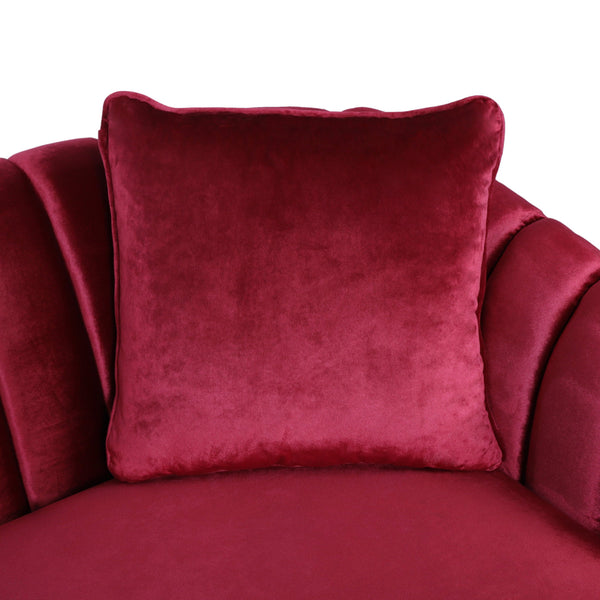 English Elm 3-seater Velvet Sofa with Button Tufting Shell Arms and Tapered Legs for Living Room Wine Red 66957.00ANVLTWINE_66957.00BNVLTWINE