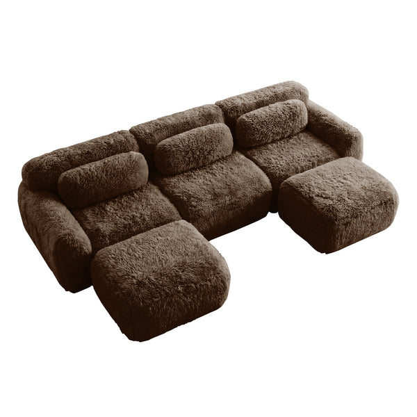 English Elm U-shaped Modular Sectional Sofa Plush Cloud Foam Boneless Build for Home Theater Lounging Chocolate W714S01542
