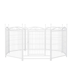 English Elm Dog Playpen 8 Panel Heavy Duty Iron Pet Fence Foldable Indoor Outdoor Exercise Pen White W368P234001