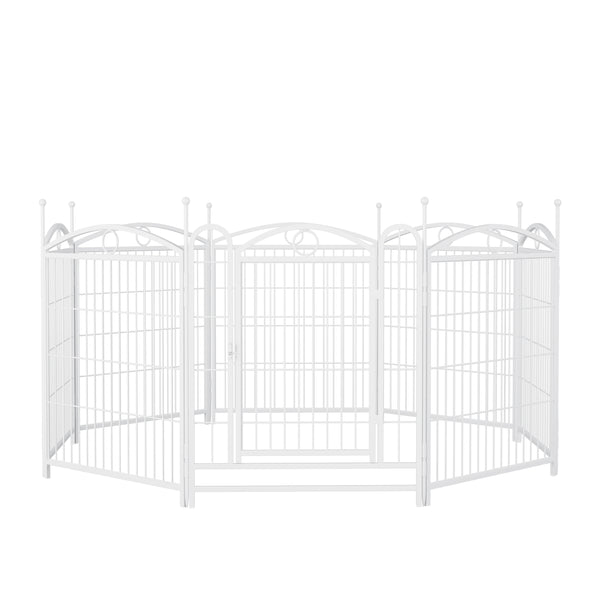 English Elm Dog Playpen 8 Panel Heavy Duty Iron Pet Fence Foldable Indoor Outdoor Exercise Pen White W368P234001