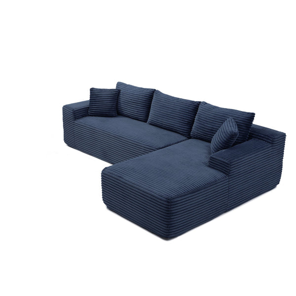 English Elm 105'' Modular Cloud Sectional Corduroy Deep Seat L-shape Couch for Living Room W1117S00414