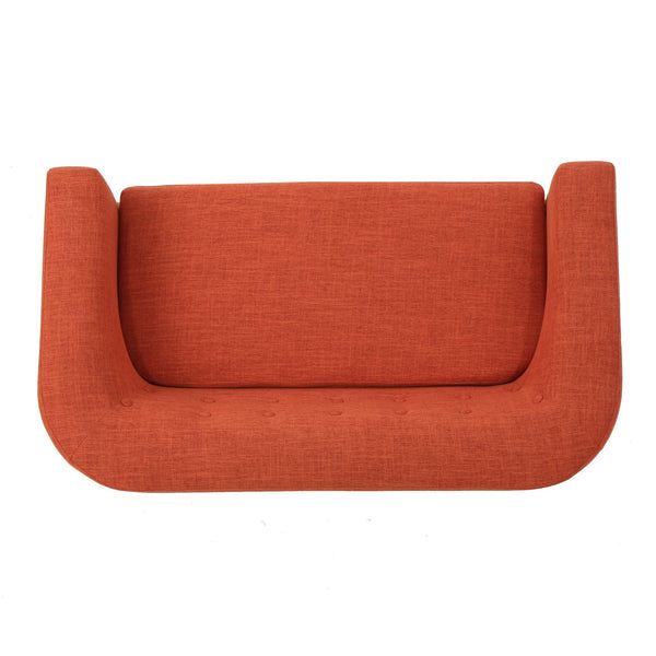 English Elm Mid-century Modern Loveseat Button-tufted Linen Fabric Sofa for Compact Living Spaces N771P407433C