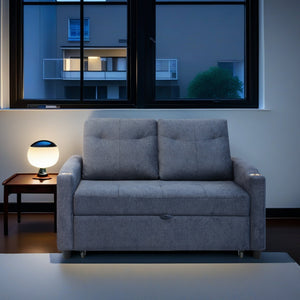 English Elm Modern Velvet Loveseat Sofa Bed with USB Charging, Storage Pockets, Toss Pillows & Reclining Backrest W1183S00013