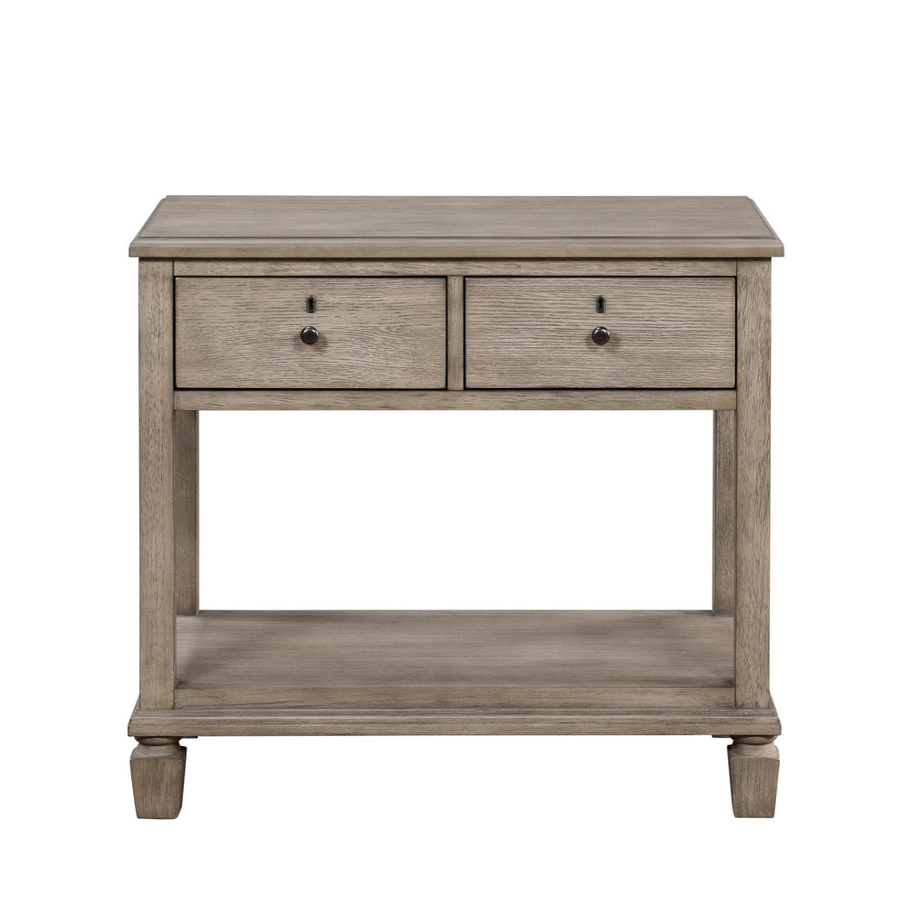 English Elm Gray Oak Marceline Transitional Nightstand with 2 Drawers & Open Shelf, Knob Hardware, Keyhole Accents, 32" x 18" x 29" B011P210715