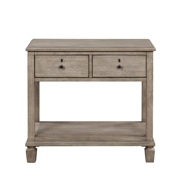 English Elm Gray Oak Marceline Transitional Nightstand with 2 Drawers & Open Shelf, Knob Hardware, Keyhole Accents, 32" x 18" x 29" B011P210715