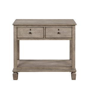 English Elm Gray Oak Finish Classic Transitional Bedroom Furniture 1 Piece Nightstand Of 2 Drawers Open Bottom Shelf Wooden Furniture Bedside Table